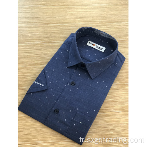 Chemise col montant homme imprimé bleu marine